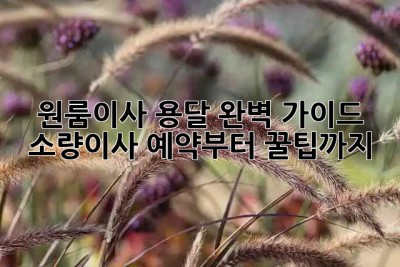 원룸이사 용달 완벽 가이드 🚚💨 소량이사 예약부터 꿀팁까지!