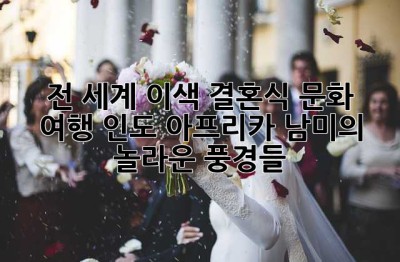 전 세계 이색 결혼식 문화 여행! 인도, 아프리카, 남미의 놀라운 풍경들 ✨